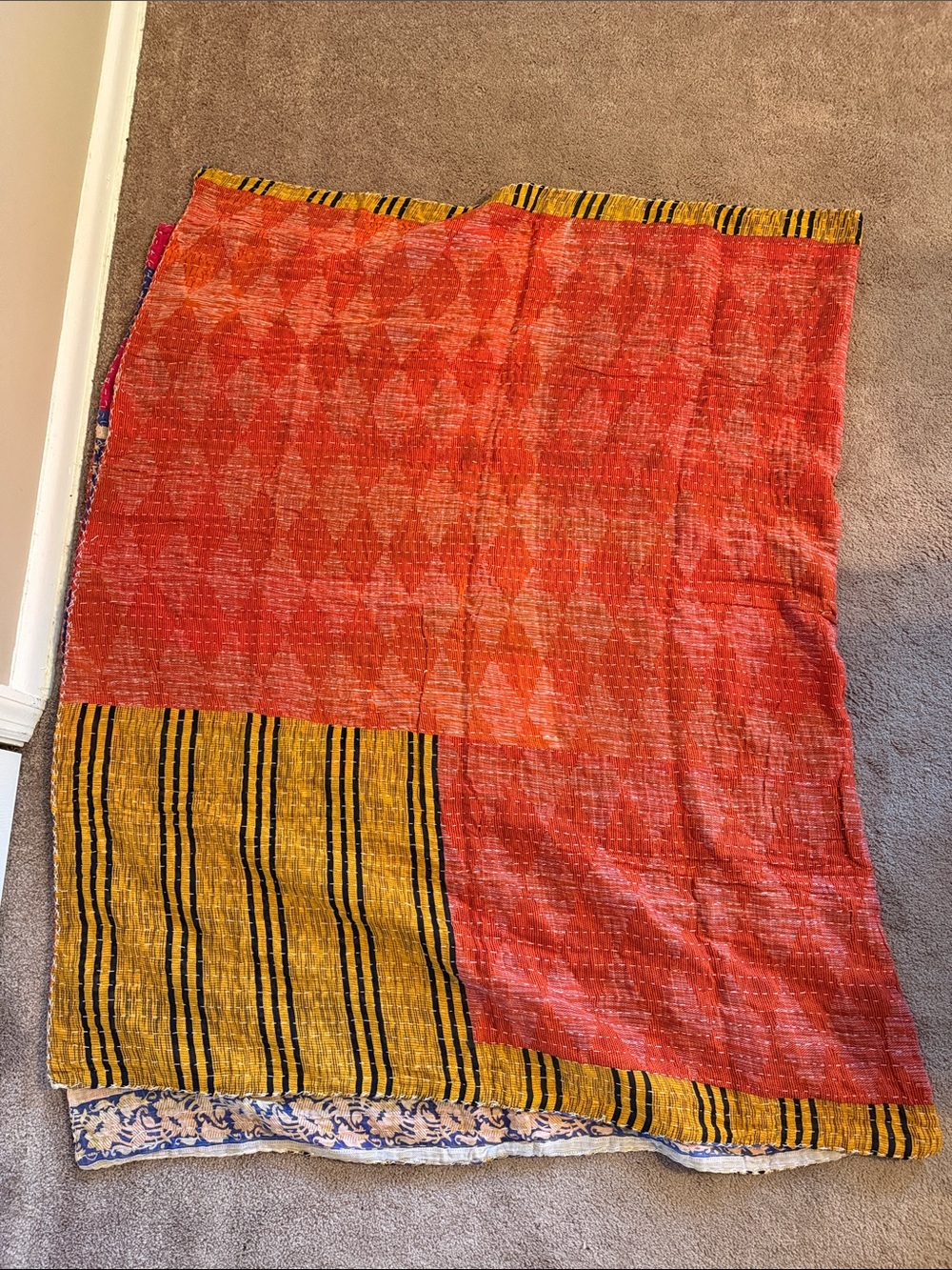 Handstitched Kantha Quilt Double Sided